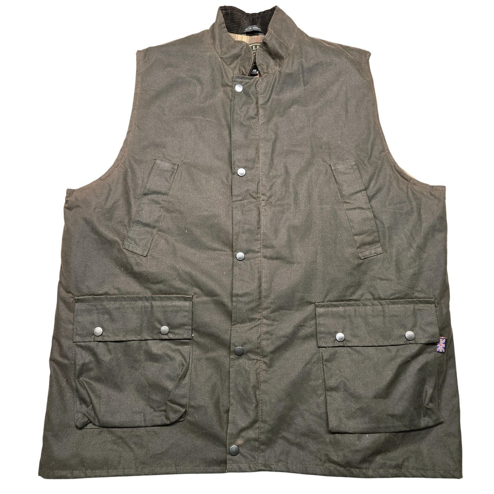 Walker And Hawkes‎ Vest Mens 3XL Green Waxed Cotton Bodywarmer Outdoor Hunting